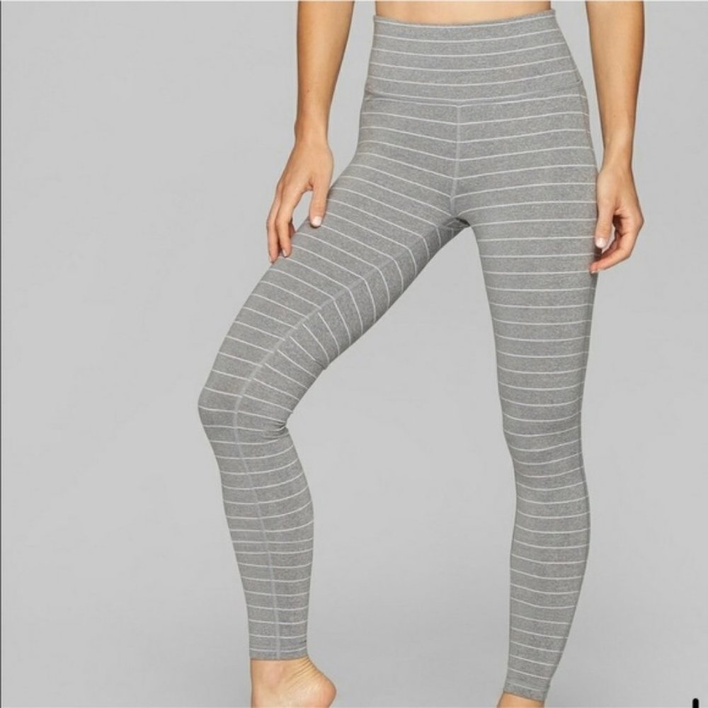 Athleta High Rise Heather Stripe Chaturanga Tight Leggings Size Medium